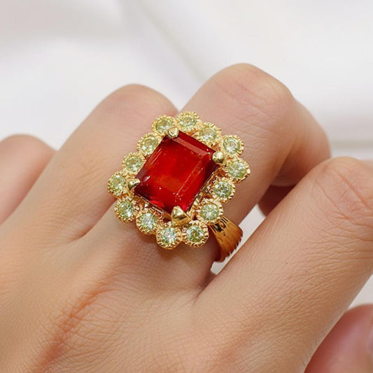 925 Sterling Silver Red Garnet Halo Ring