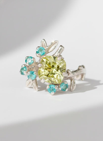 925 Sterling Silver Lemon Quartz Branch Ring