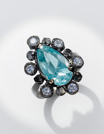 925 Sterling Silver Blue Kyanite Teardrop Ring