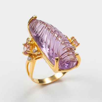 925 Sterling Silver Amethyst Chunky Cocktail Ring