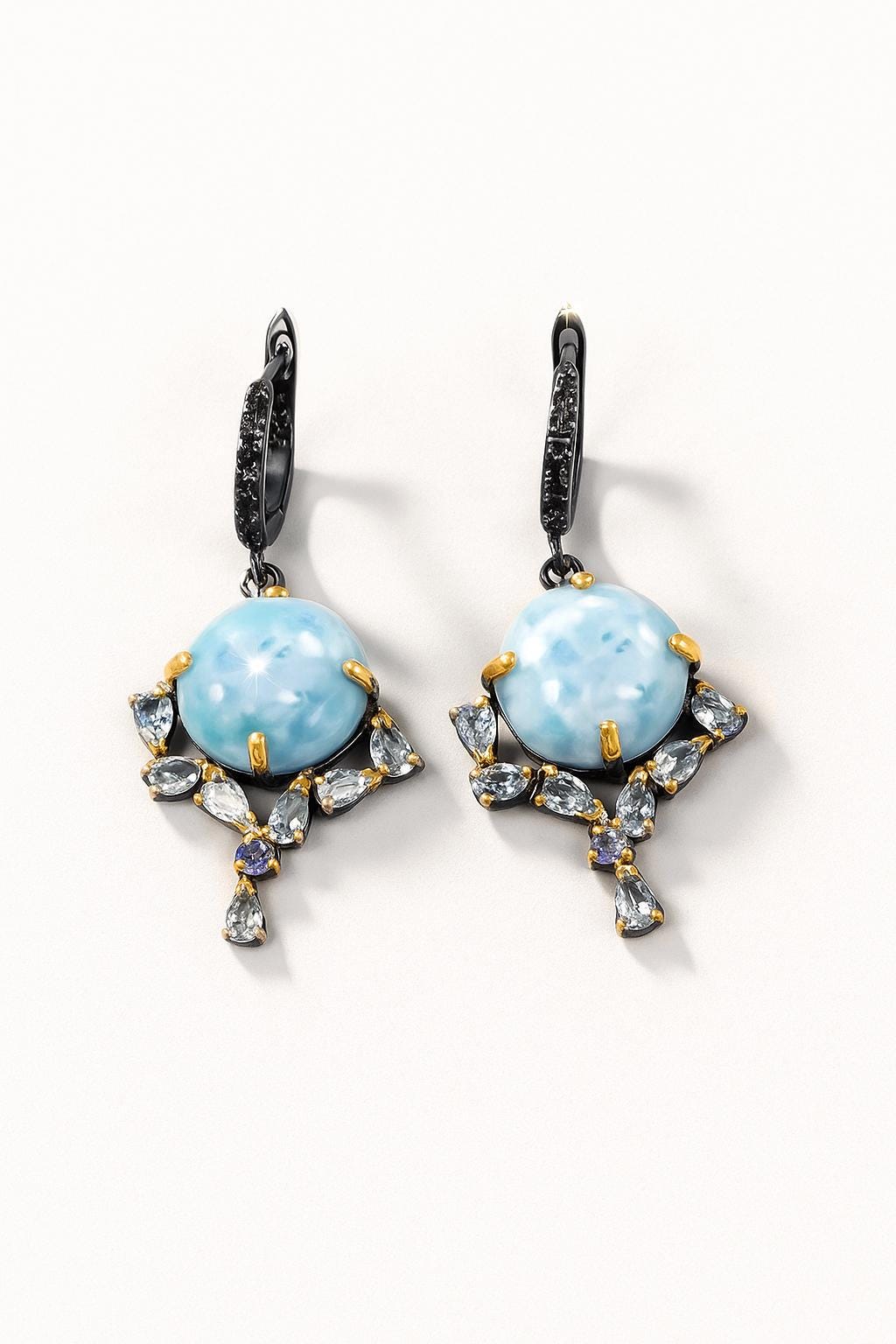 925 Sterling Silver Larimar Blue Earrings