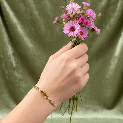 925 Sterling Silver Raw Tourmaline Bracelet