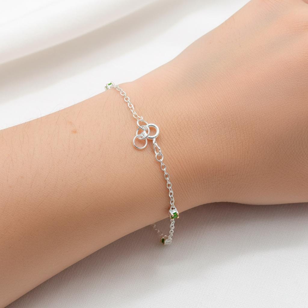 925 Sterling Silver Ruby Cluster Bracelet