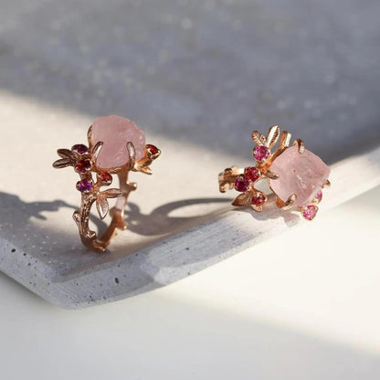 925 sterling silver pink morganite branch ring