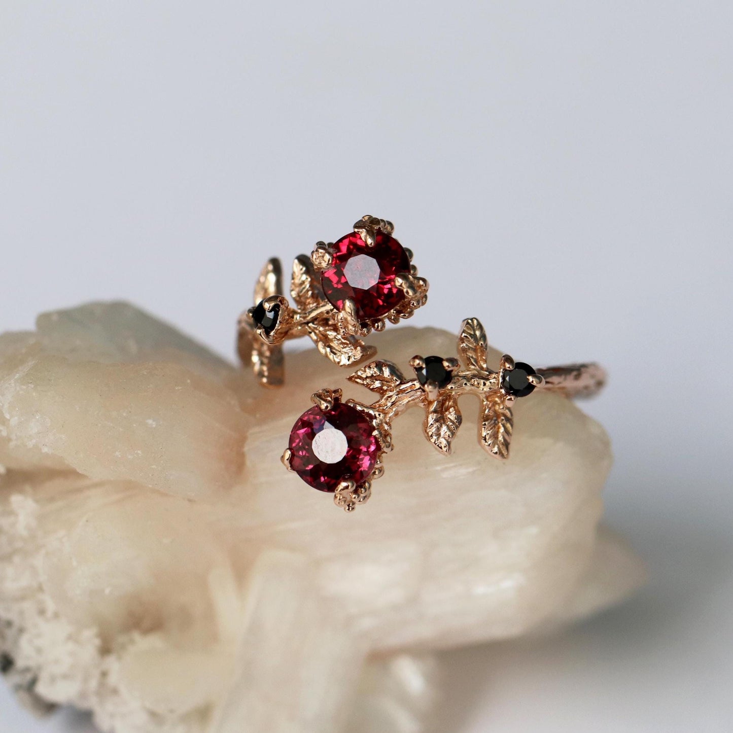 14-18K Solid Gold Garnet Toi et Moi Ring