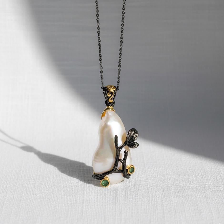 925 Sterling Silver Baroque Pearl Necklace