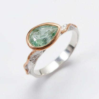 925 Sterling Silver Green Peridot Branch Ring