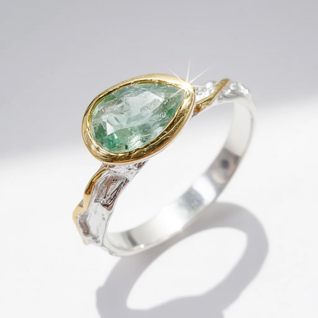 925 Sterling Silver Green Peridot Branch Ring