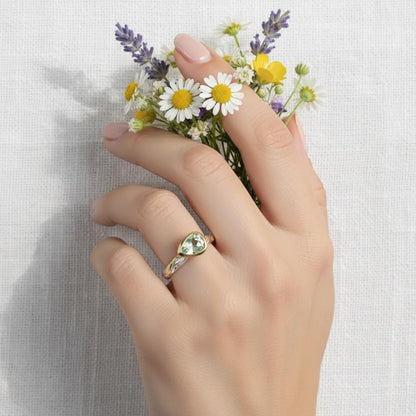 925 Sterling Silver Green Peridot Branch Ring