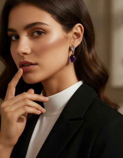 925 sterling silver amethyst moonstone earrings