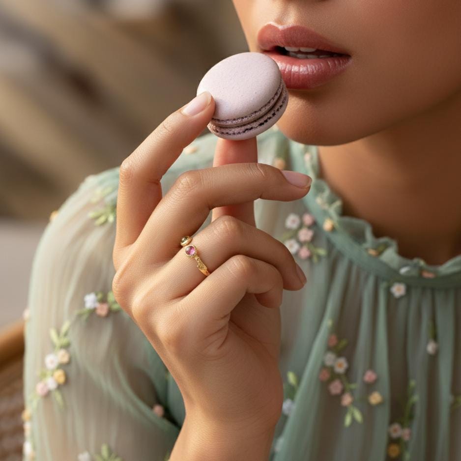 925 Sterling Silver Pink Green Tourmaline Ring