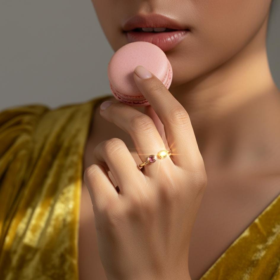 925 Sterling Silver Pink Green Tourmaline Ring