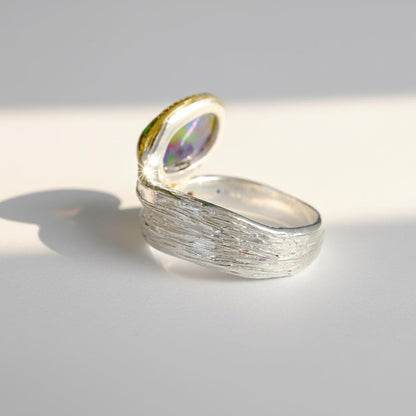 925 Sterling Silver Black Opal Textured Ring