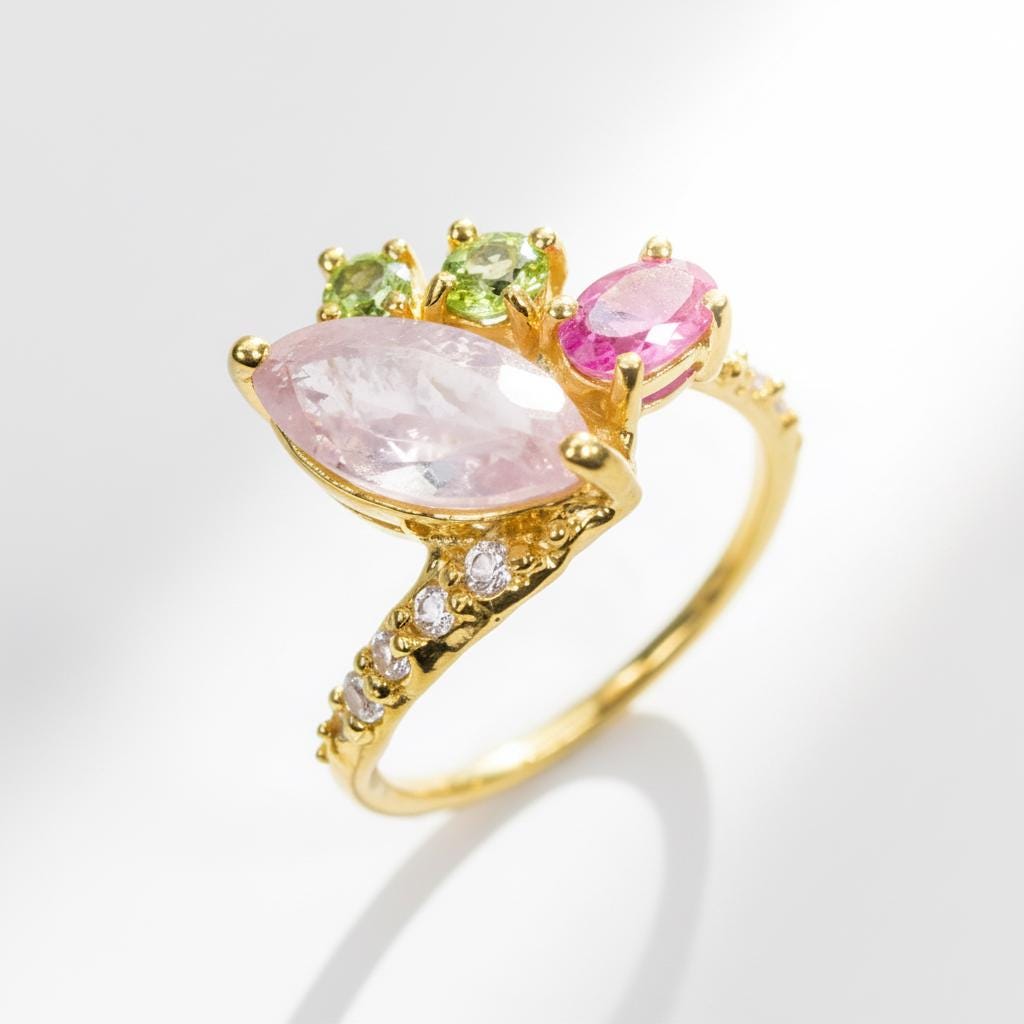 925 Sterling Silver Morganite Mothers Ring