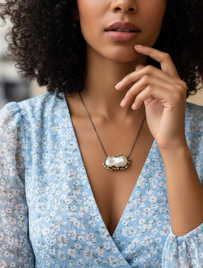 925 Sterling Silver Baroque Pearl Necklace