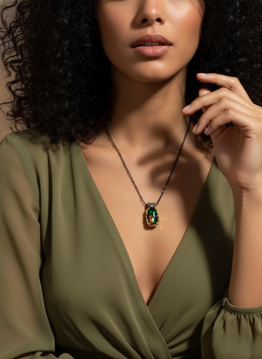 925 Sterling Silver Black Opal Textured Necklace