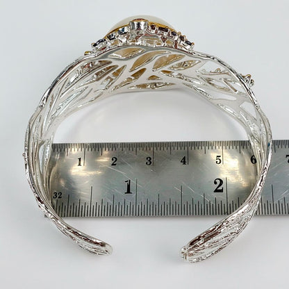 925 Sterling Silver Moonstone Branch Cuff Bracelet