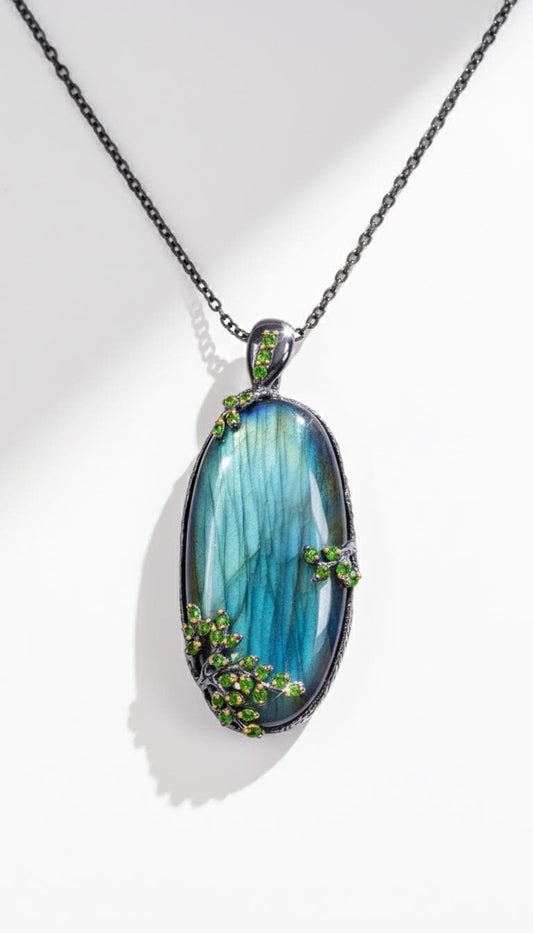 925 Sterling Silver Labradorite Boho Necklace