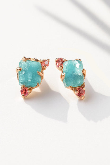 925 Sterling Silver Raw Apatite Stud Earrings