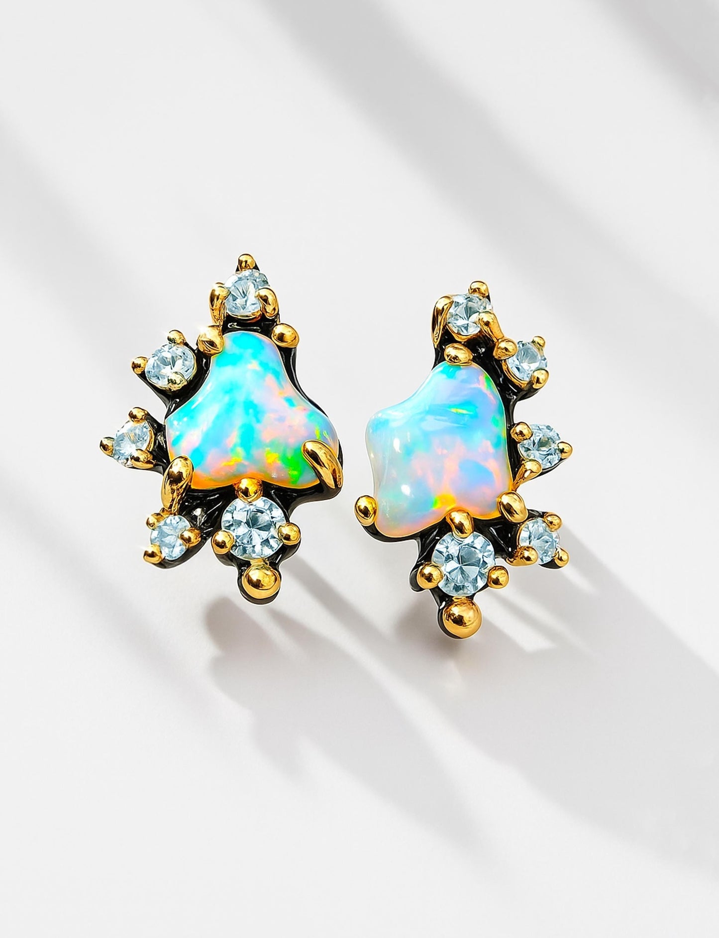 925 Sterling Silver Raw Blue Opal Stud Earrings