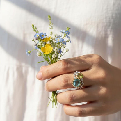 925 Sterling Silver Neon Blue Apatite Ring