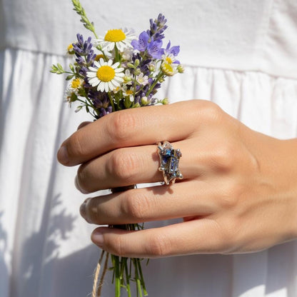 925 Sterling Silver Raw Bismuth Textured Ring