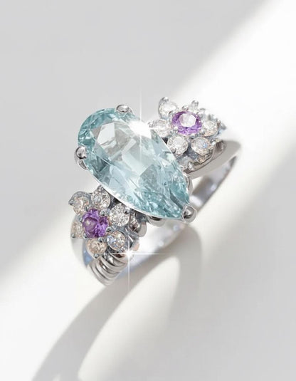 925 Sterling Silver Aquamarine Ring, additional angle