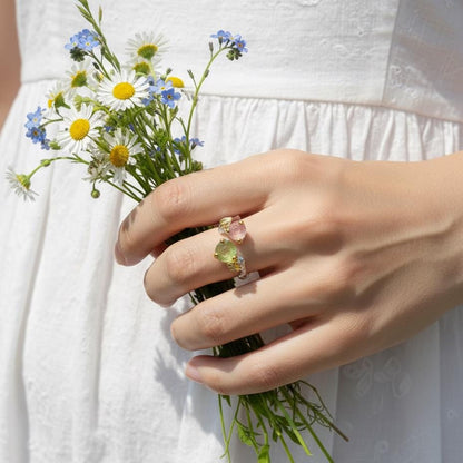925 Sterling Silver Pink Green Tourmaline Ring