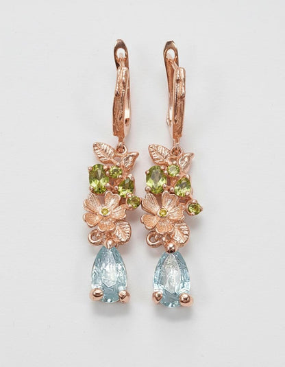 925 Sterling Silver Kyanite Flower Earrings