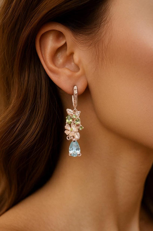 925 Sterling Silver Kyanite Flower Earrings