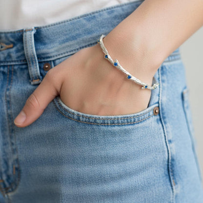 925 Sterling Silver Tanzanite Cuff Bracelet