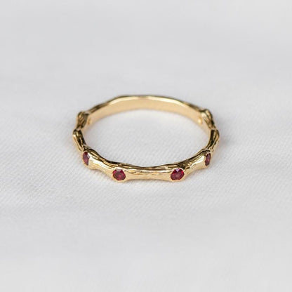 14K Solid Gold Nature Branch Eternity Band Ring