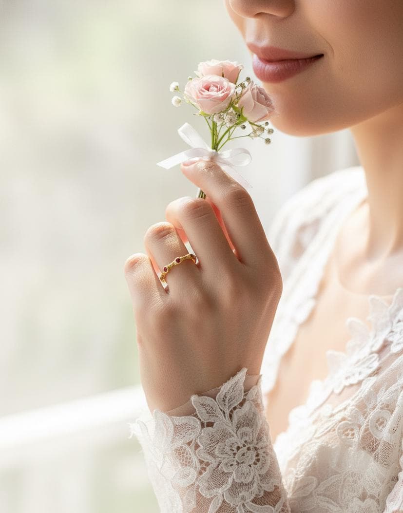 14K Solid Gold Nature Branch Eternity Band Ring