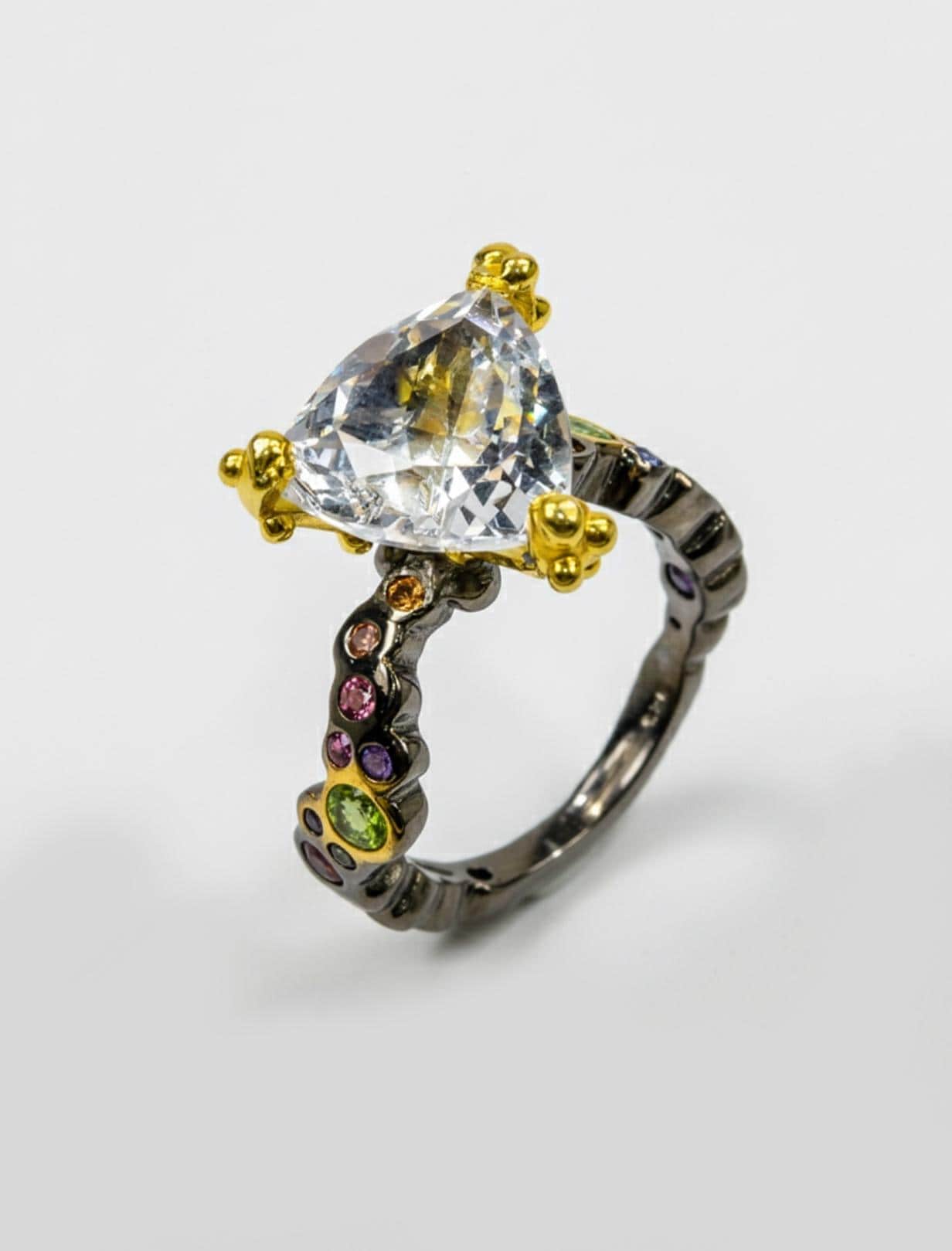 925 Sterling Silver Moissanite Cluster Ring