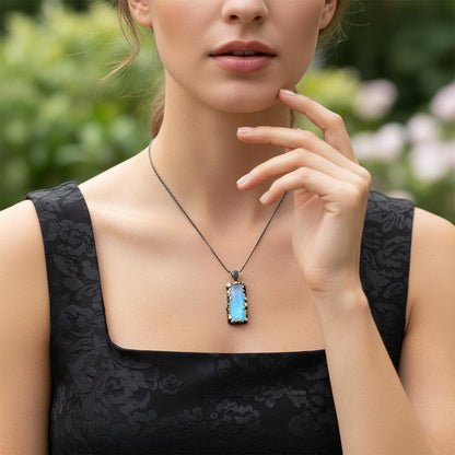 925 Sterling Silver Moonstone Rectangle Pendant