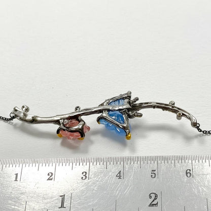 925 Sterling Silver Aquamarine Butterfly Necklace