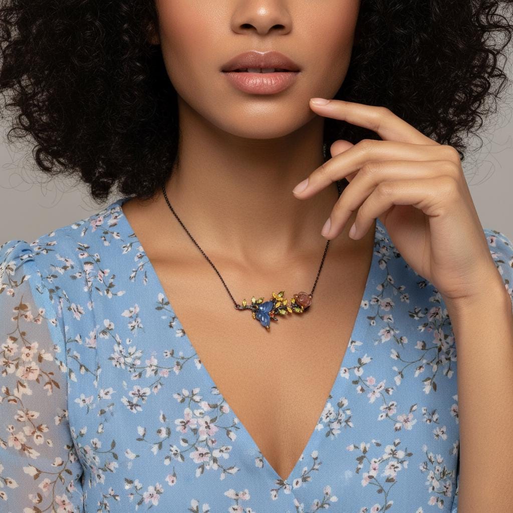 925 Sterling Silver Aquamarine Tourmaline Necklace