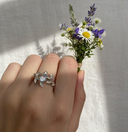 925 Sterling Silver Moonstone Branch Ring