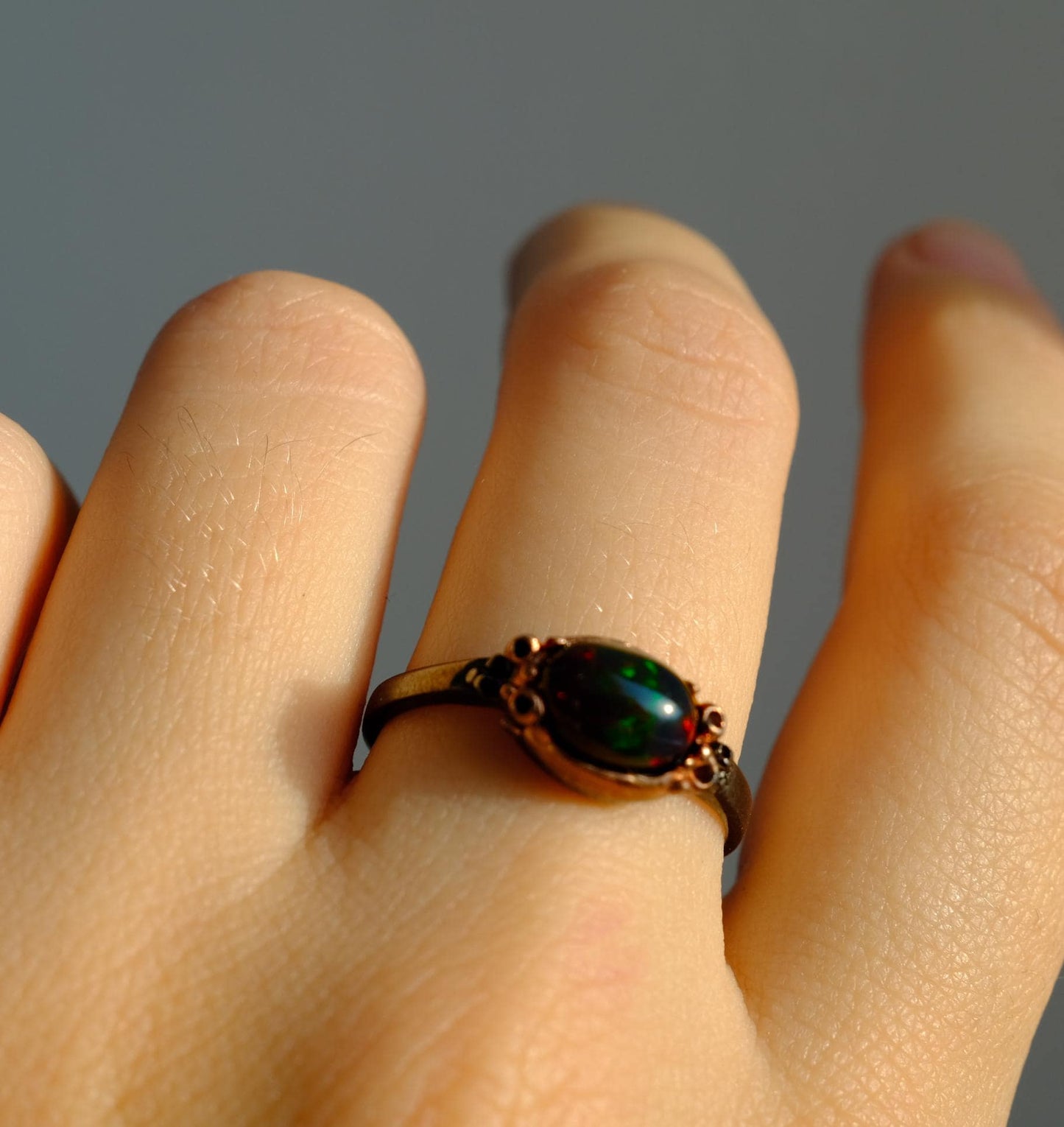 925 Sterling Silver Black Opal Ring