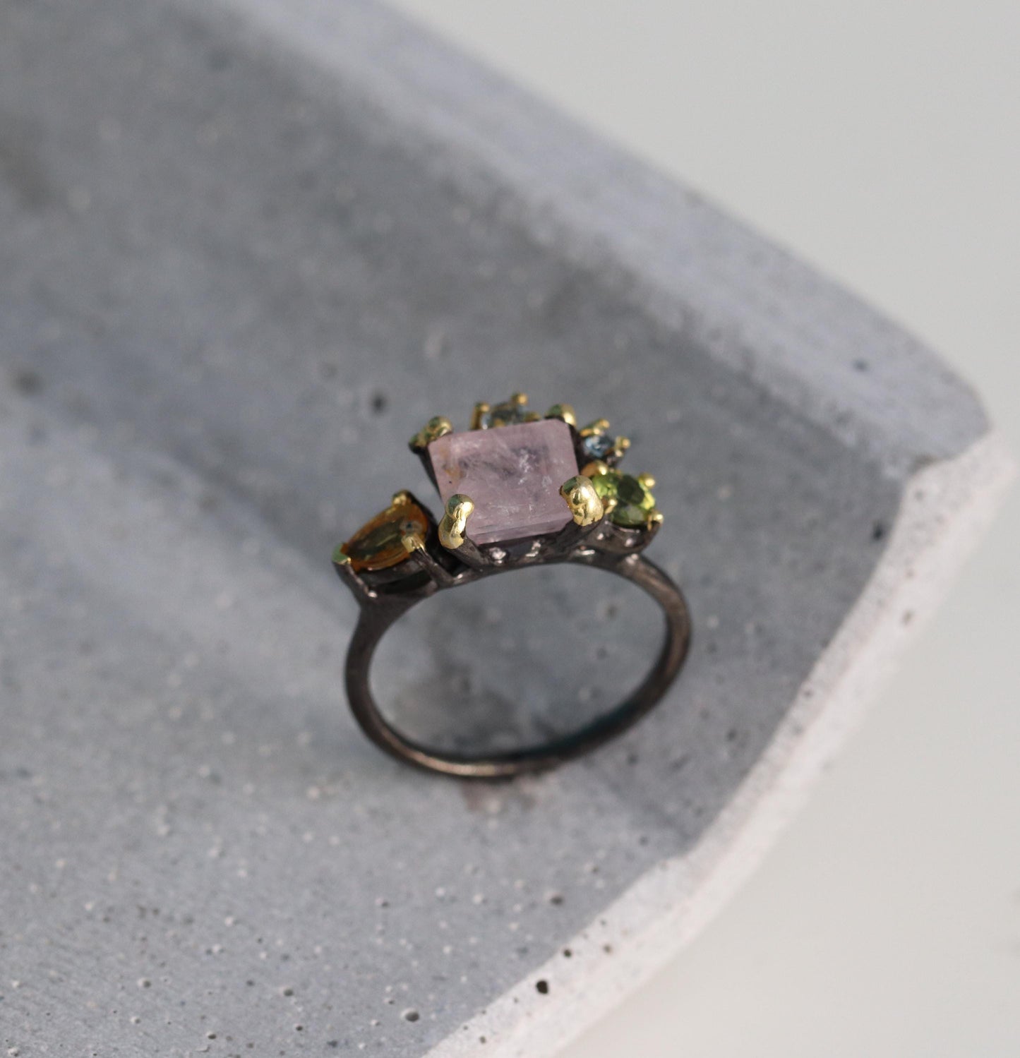 925 Sterling Silver Morganite Cluster Ring