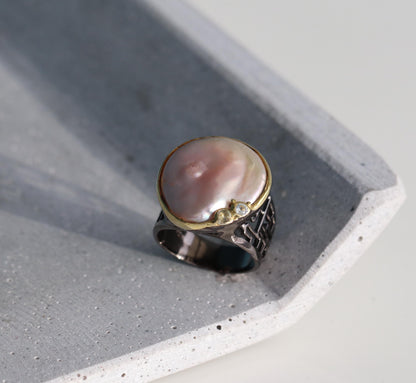 925 Sterling Silver Baroque Pearl Ring