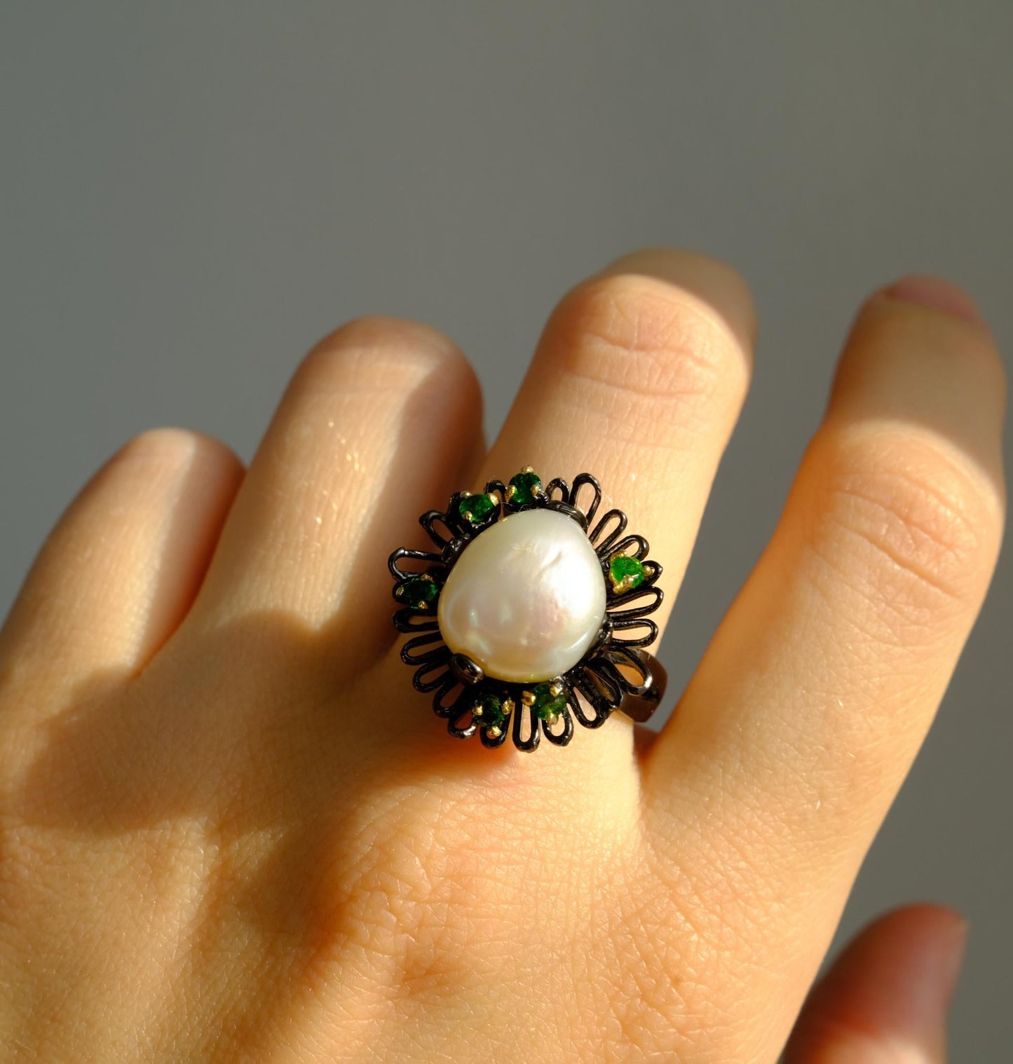 925 Sterling Silver Pearl Flower Ring