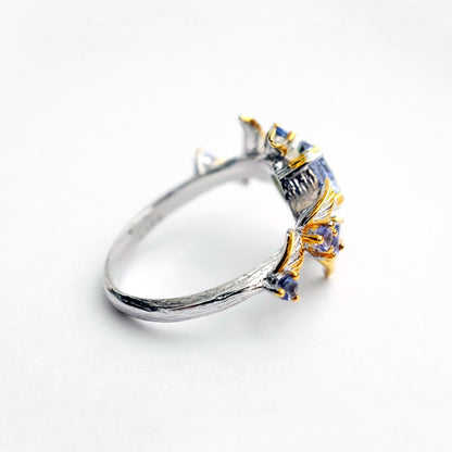 925 Sterling Silver Green Peridot Leaf Ring