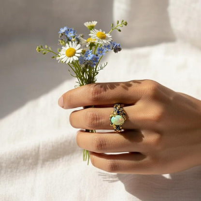 925 Sterling Silver Fire Opal Ring