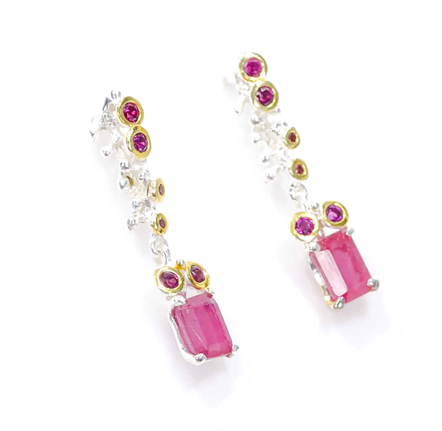 925 Sterling Silver Pink Ruby Earrings