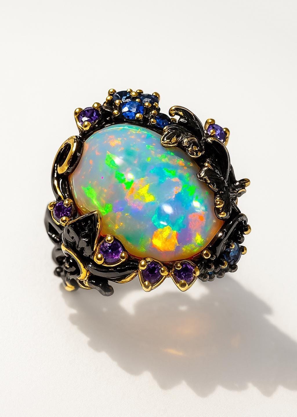 925 Sterling Silver Ethiopian Opal Ring