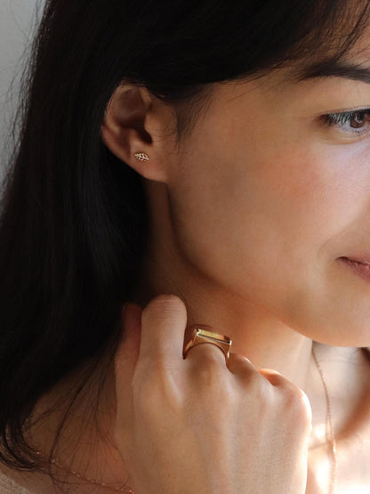 14-18K Solid Gold Watermelon Tourmaline Bar Ring