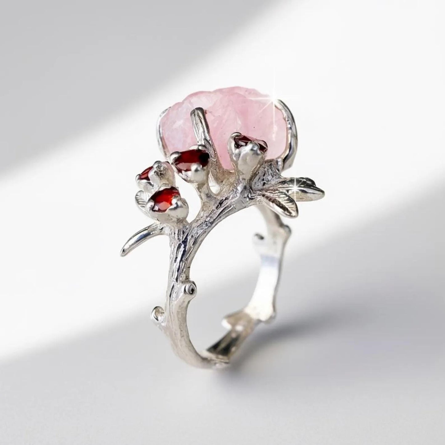 925 sterling silver pink morganite branch ring