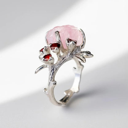 925 sterling silver pink morganite branch ring