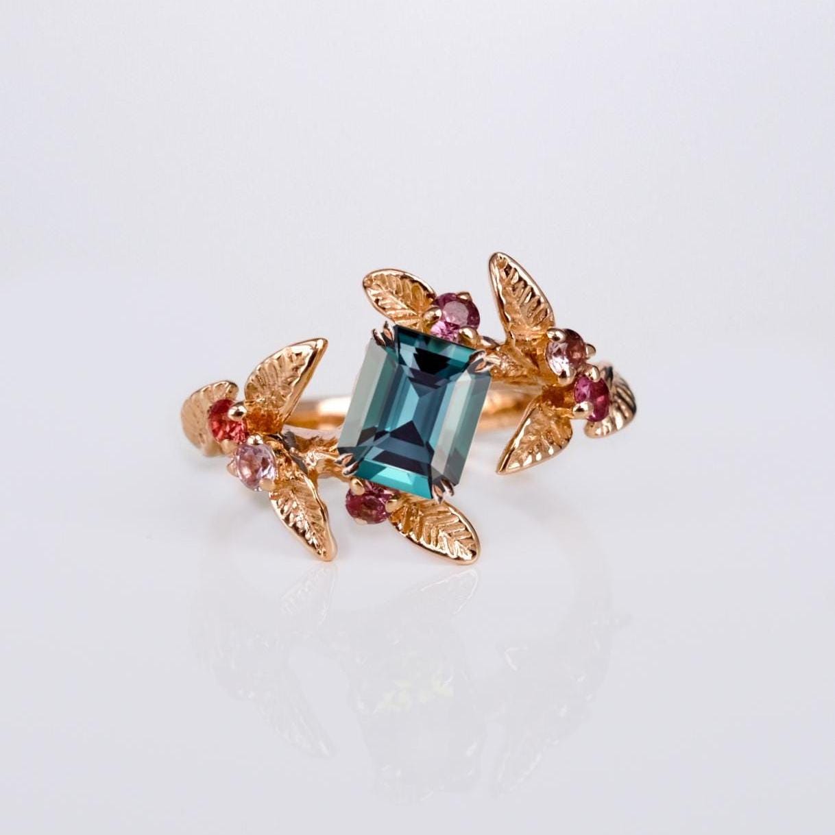 14K Solid Gold Alexandrite Branch Ring